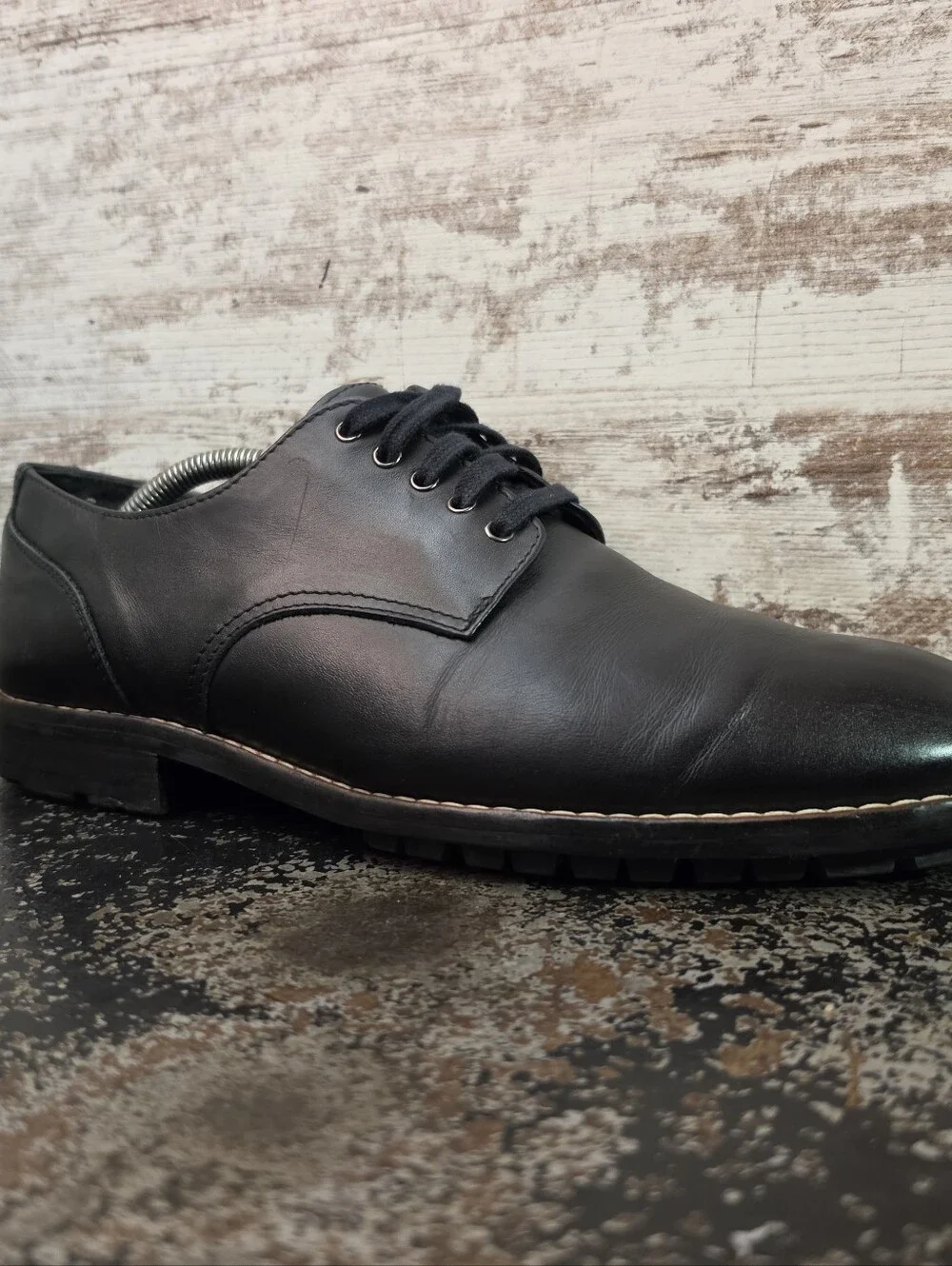 Mens Thursday Oxford Shoes Sz 9 Used Black Leather Rubber Sole